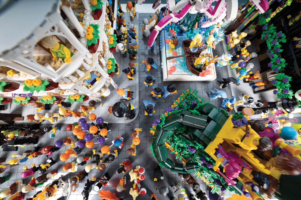 Minifigures celebrating Mardi Gras in New Orleans