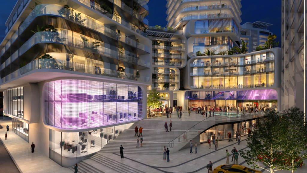 Render of the Mercury mall piazza