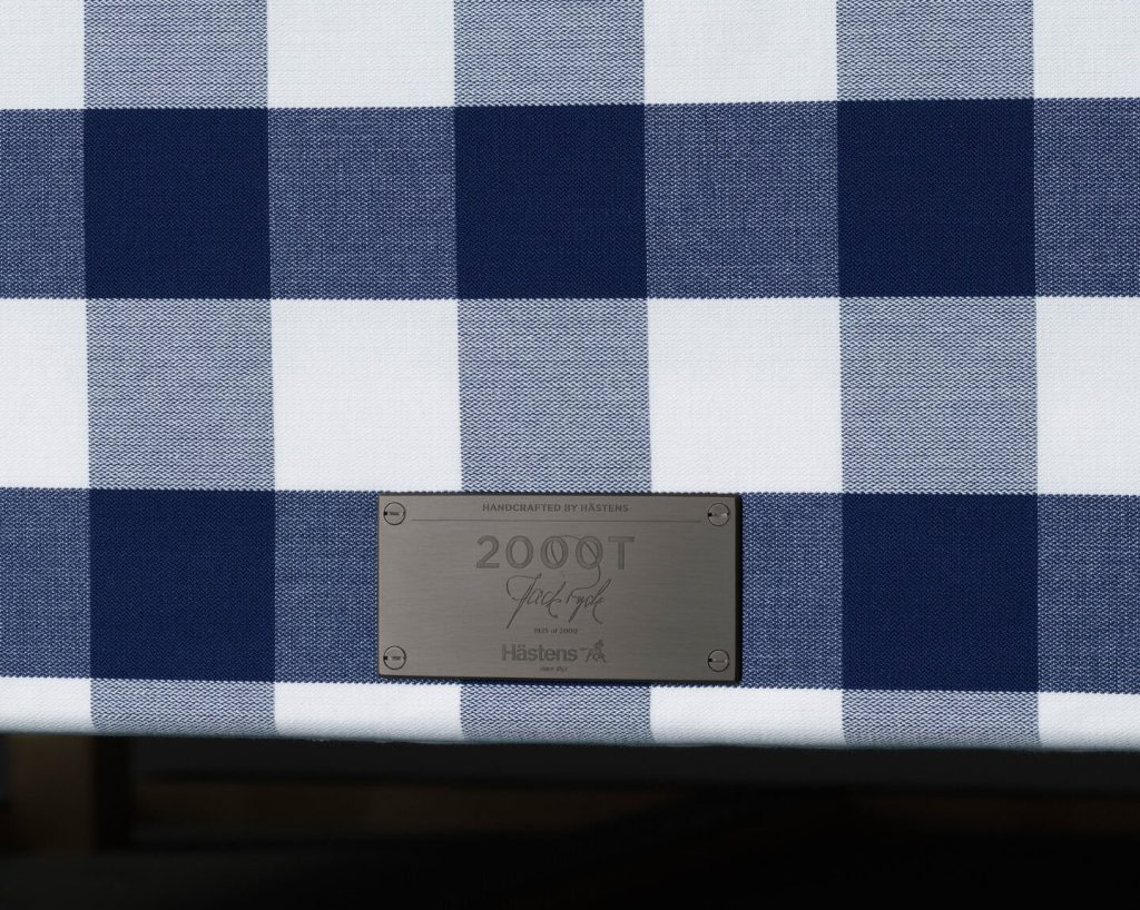Hästens logo on fabric available from Form showroom in Malta