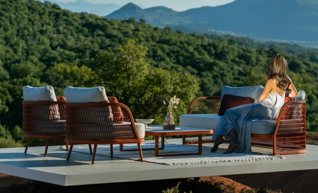 Furniture and tables in an outdoor setting