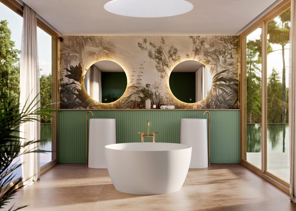freestanding bath tub with double sink stylish bathroom interiors