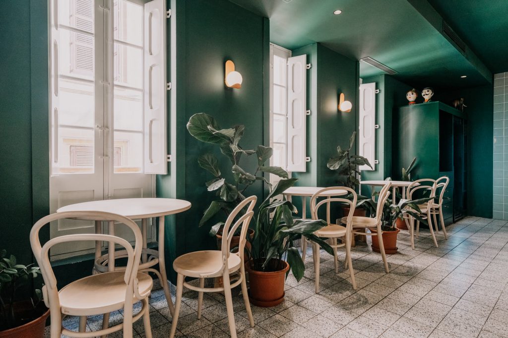 Elephant Shoe cafe restaurant interior styling with greenery