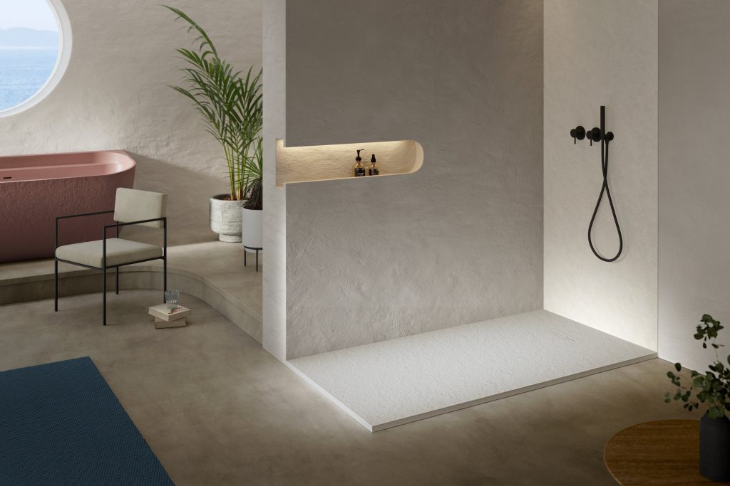 bathroom with shower shower tray and stylish interiors