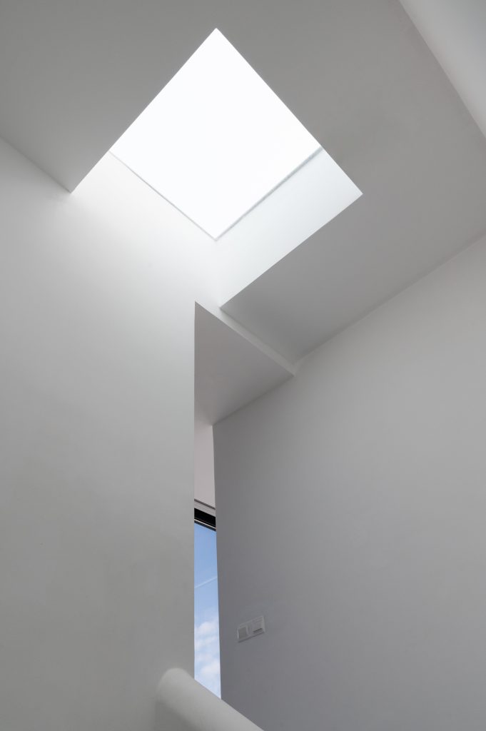 white curved staircase