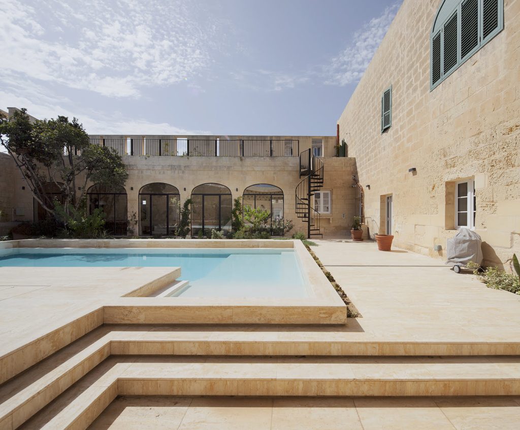 Pool area of an 18th century Maltese palazzino in Naxxar