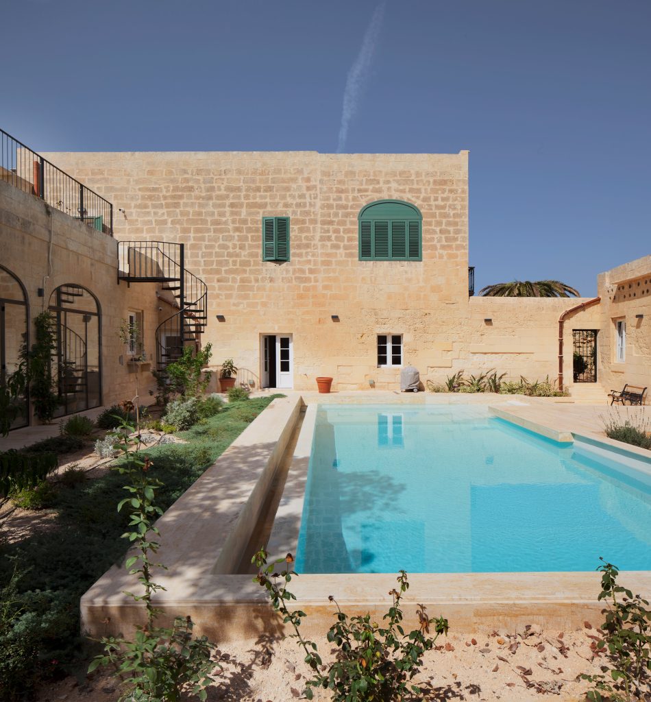 Pool area of an 18th century Maltese palazzino in Naxxar