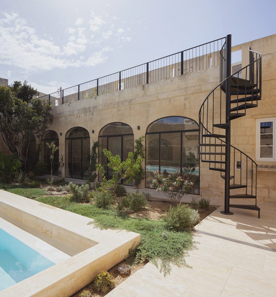 Pool area of an 18th century Maltese palazzino in Naxxar