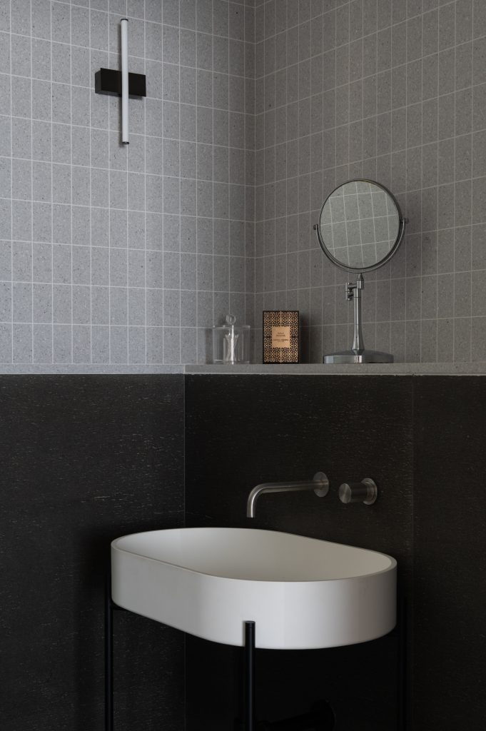bathroom interior grey scale