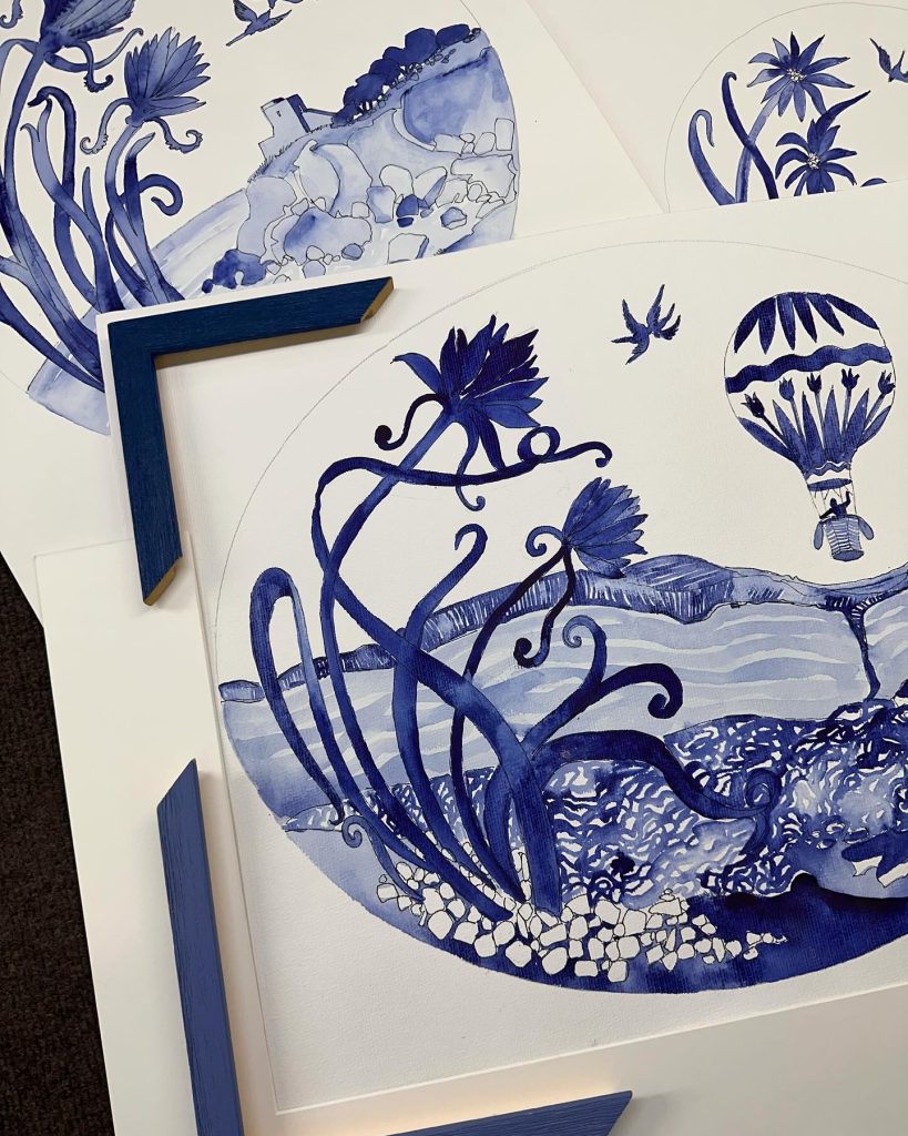 Paintings by Kenneth Zammit Tabona for Melita Collection by Villa Bologna Pottery