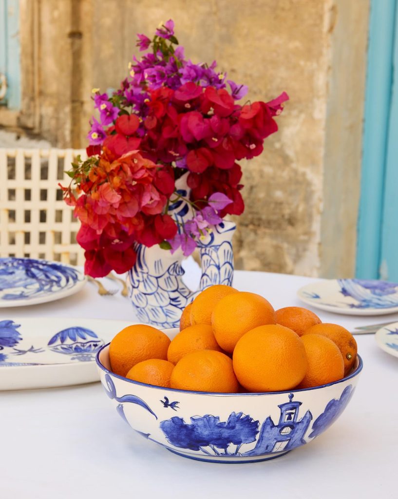 Table setting with pottery by Villa Bologna Pottery designed by Kenneth Zammit Tabona