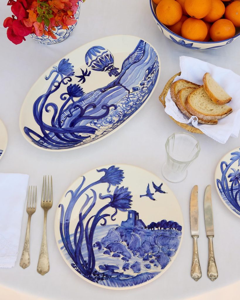 Table setting with pottery by Villa Bologna Pottery designed by Kenneth Zammit Tabona