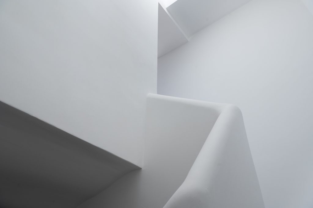 white curved staircase