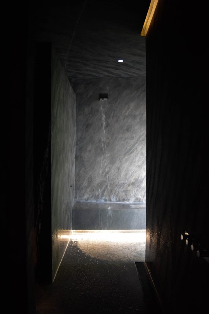 dark tones marble bathroom interior