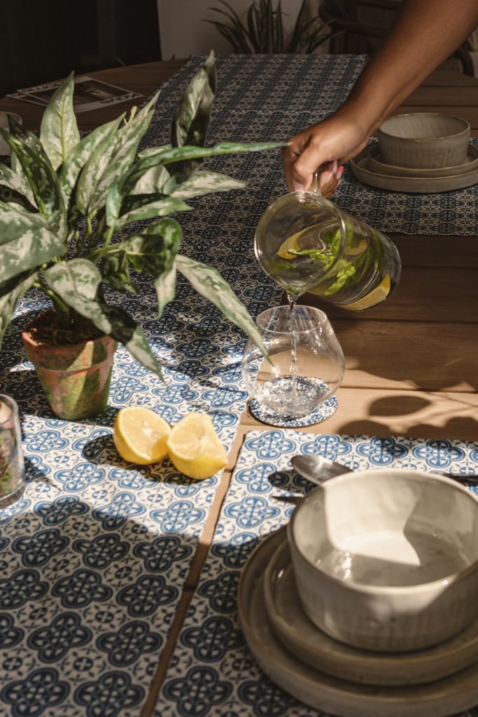 Pola collection by Kave Home paired with pieces from Maduma's Blu Ċar range / Photography: Brian Grech