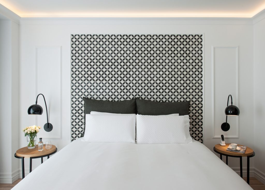 bedroom wall with architectural details