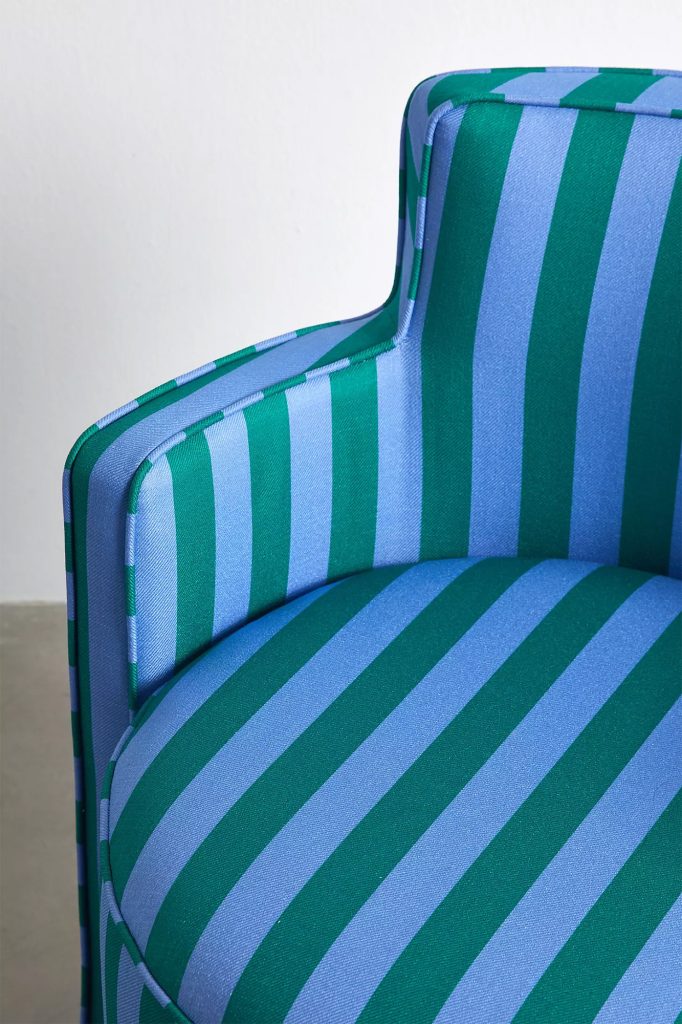 striped swivel chair detail