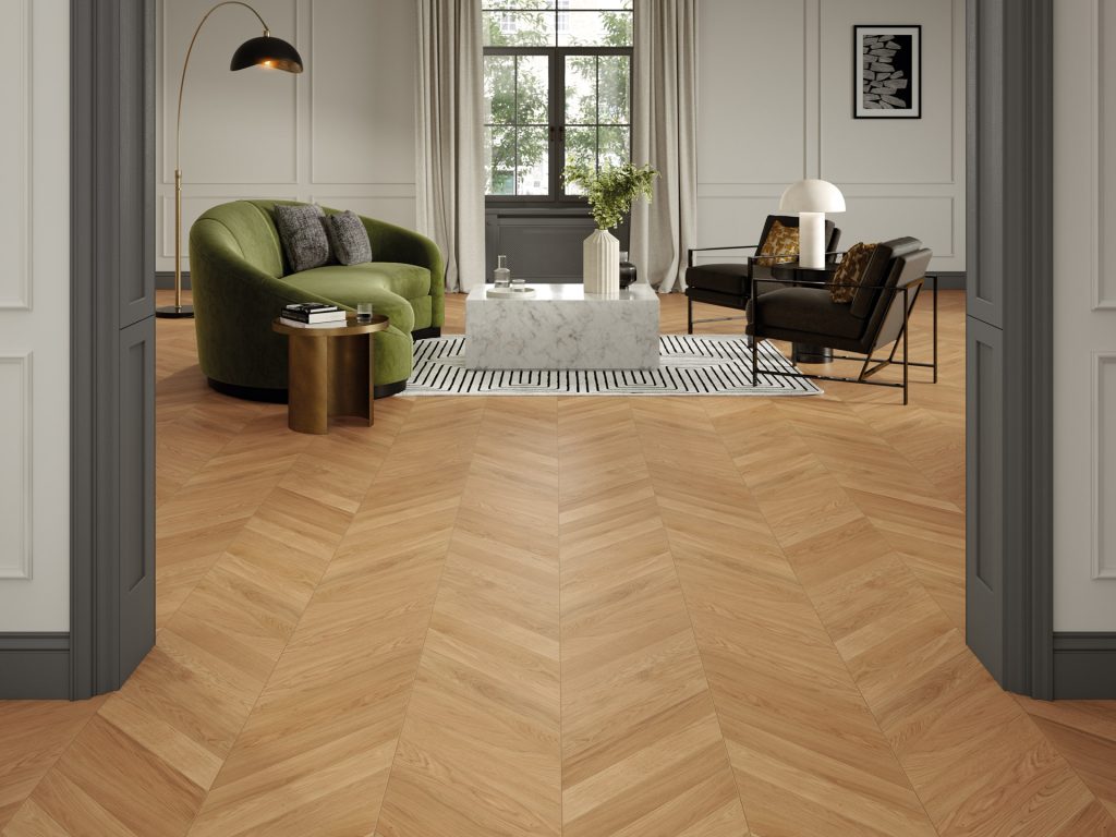 Chevron flooring available at Brands International