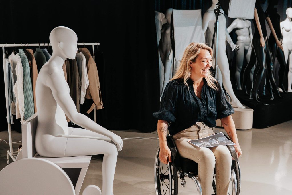 Sophie Morgan at the unveiling of the seated mannequin prototype she co-designed with Primark / Photo by Reece Siberini