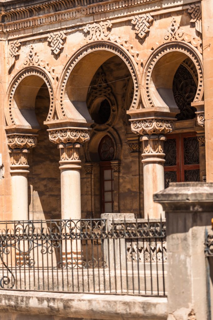 Detail from the facade of Alhambra in Sliema