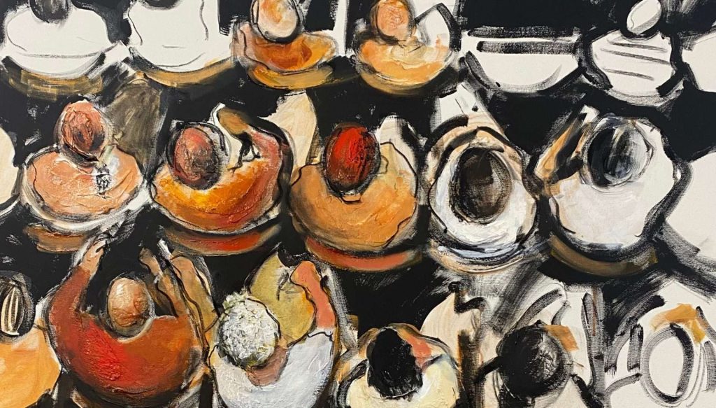 Art by Celia Borg Cardona for We Sit In Rows exhibition in Valletta
