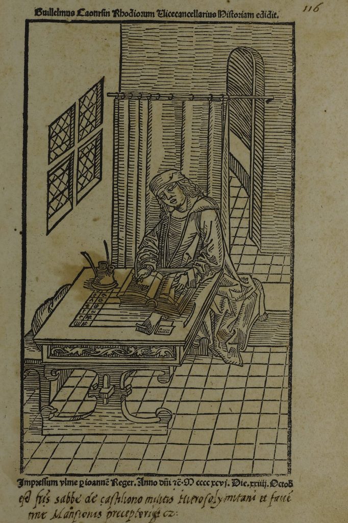 A page from Incunabula 12, showing the author's portrait, printed in 1496 / Image courtesy of the National Library of Malta