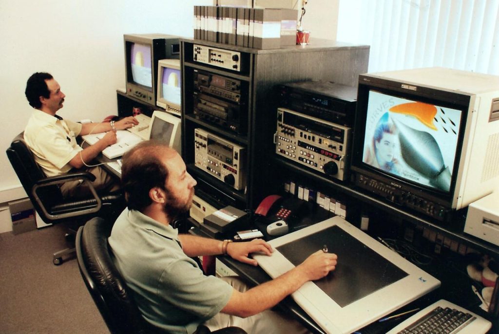Vince (right) and Alfred Carabott at MPS-Picturebox, 1993