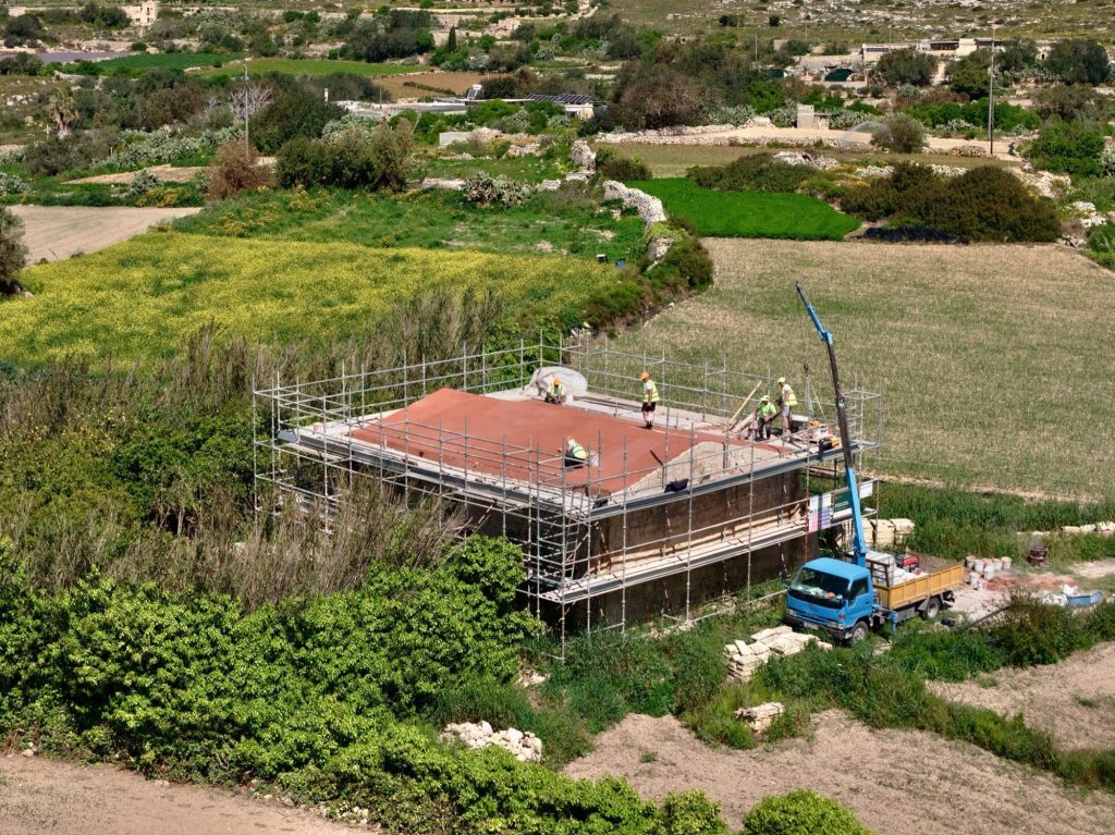 Ongoing restoration works on the chapel of San Ċir, Rabat