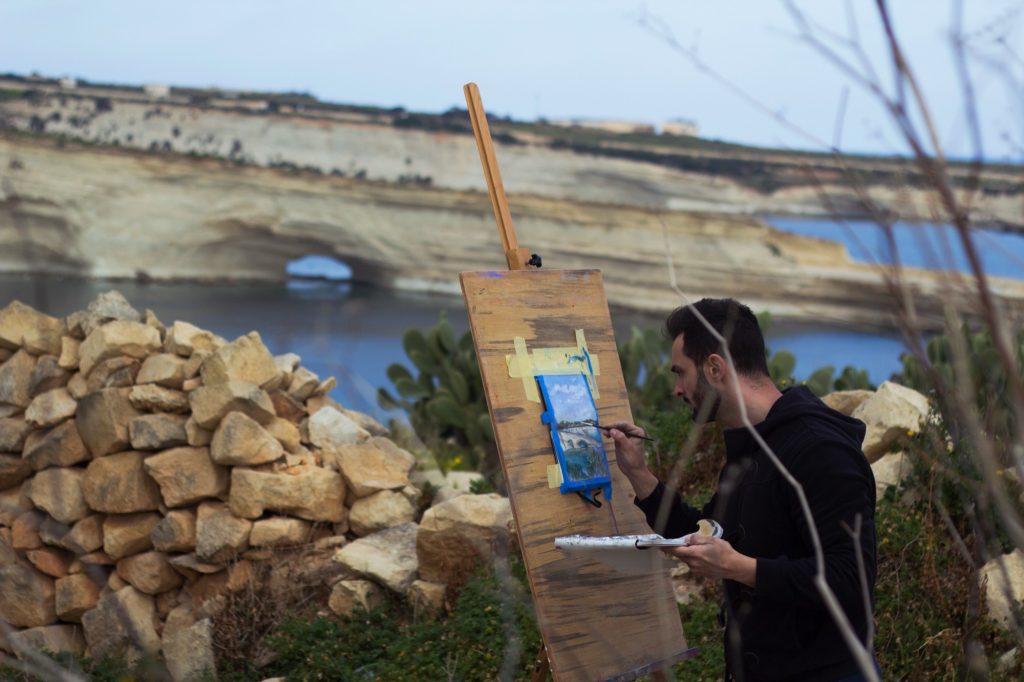 Alfie painting en plein air