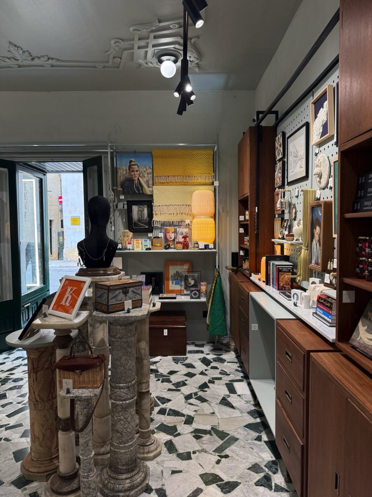 A vintage TV unit repurposed as a display cabinet